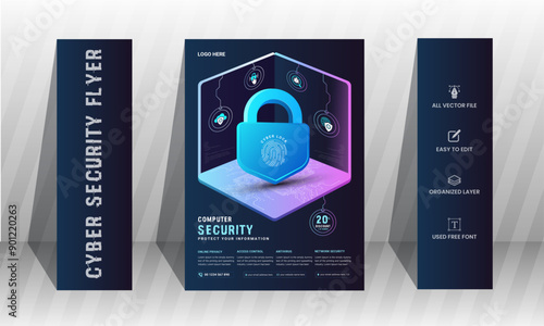 Cyber security flyer design template,advance Cyber security flyer.