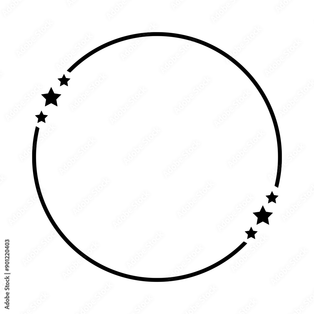 Circular Space Frame Clipart with Star Decorations - Black Outline, Isolated on Transparent Background - Ideal for Space-Themed Designs Circular Space Frame Clipart with Star Decorations - Black Outline, Isolated on Transparent Background - Ideal for Space-Themed Designs