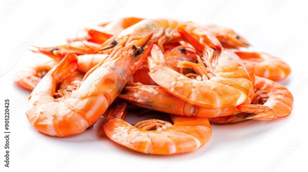 Delicious freshly cooked shrimps - Pile of Steamed Orange and Pink Shrimp Delicious freshly cooked shrimps - Pile of Steamed Orange and Pink Shrimp