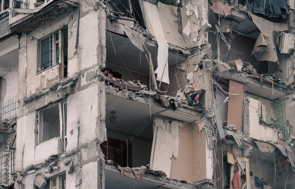 destroyed building in a city lost in the war in Ukraine destroyed building in a city lost in the war in Ukraine