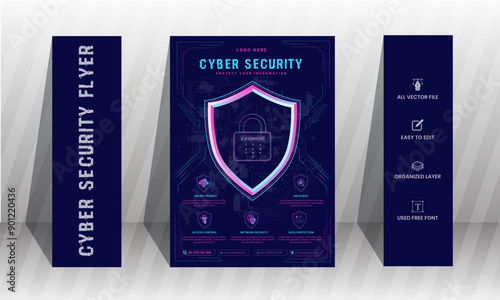 Cyber security flyer design template,advance Cyber security flyer.