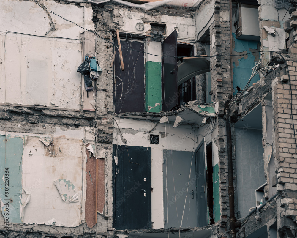destroyed building in a city lost in the war in Ukraine destroyed building in a city lost in the war in Ukraine