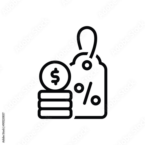 Tableau sur toile Black line icon for discount