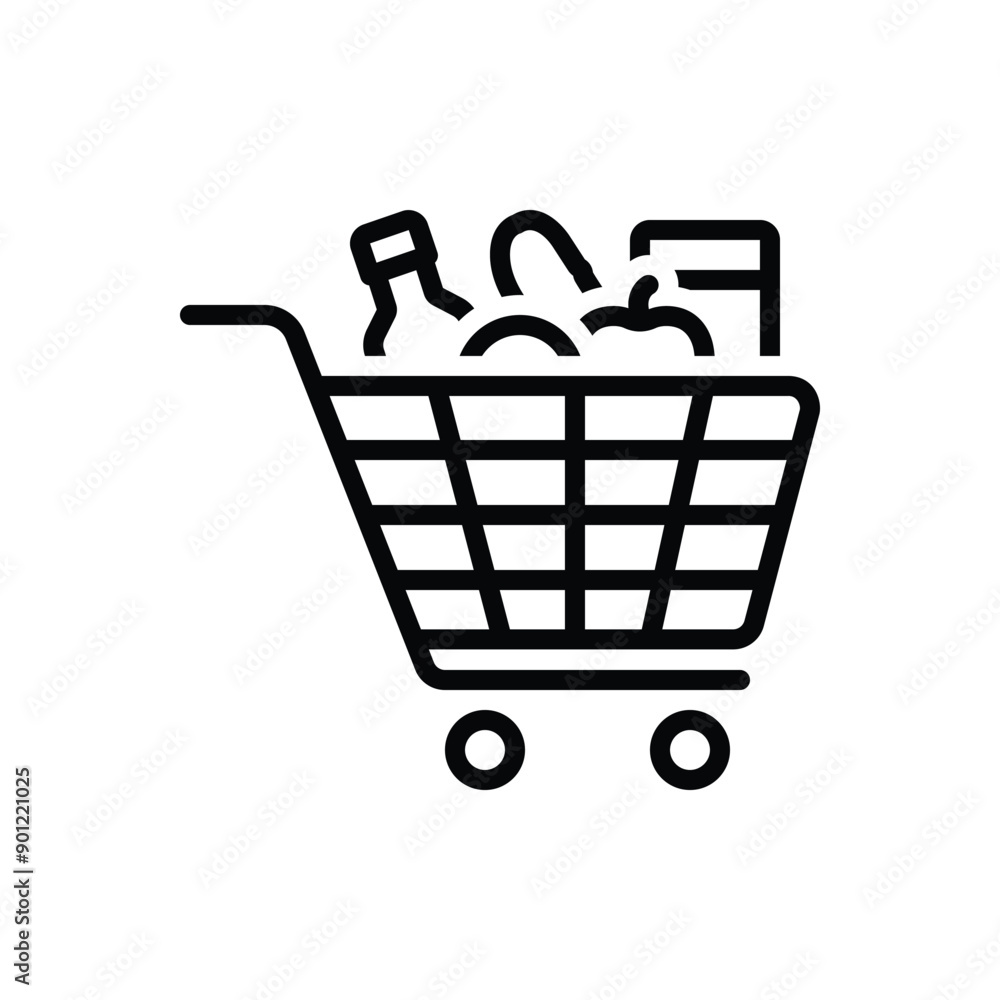 Black line icon for full cart Black line icon for full cart