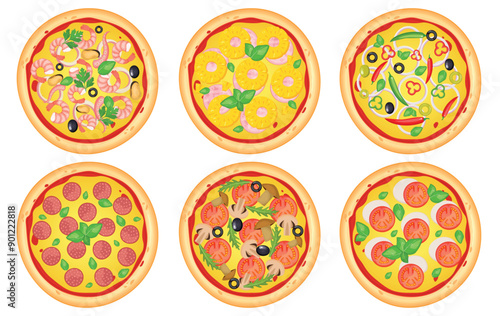 Pizza vector image. Fast food concept. Food for cafe and restaurant. Element for your website design, banners and advertising. Dough, cheese, sauce