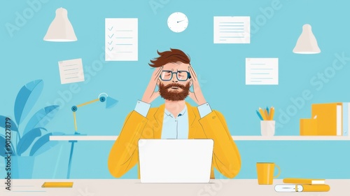 Overwhelmed Startup Founder Contemplating Unpaid Invoices and Business Debt Amid Startup Challenges