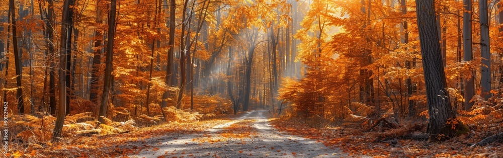 Tranquil Autumn Forest Path in Vivid Anime Style Tranquil Autumn Forest Path in Vivid Anime Style
