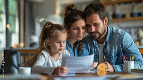 Worried family discussing finances at home with foreclosure notice - financial planning concept © DigitalMagicVisions