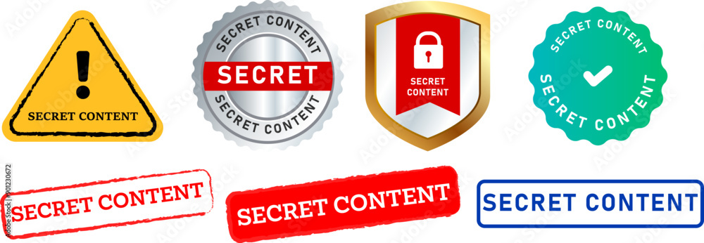 Obraz premium secret content caution warning restriction stamp collection watermark label shield warning sign