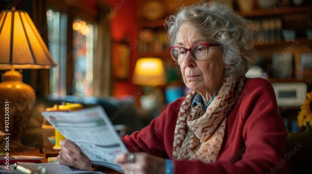 Worried Senior Citizen Facing Financial Hardships with Unpaid Utility Bills at Home Worried Senior Citizen Facing Financial Hardships with Unpaid Utility Bills at Home