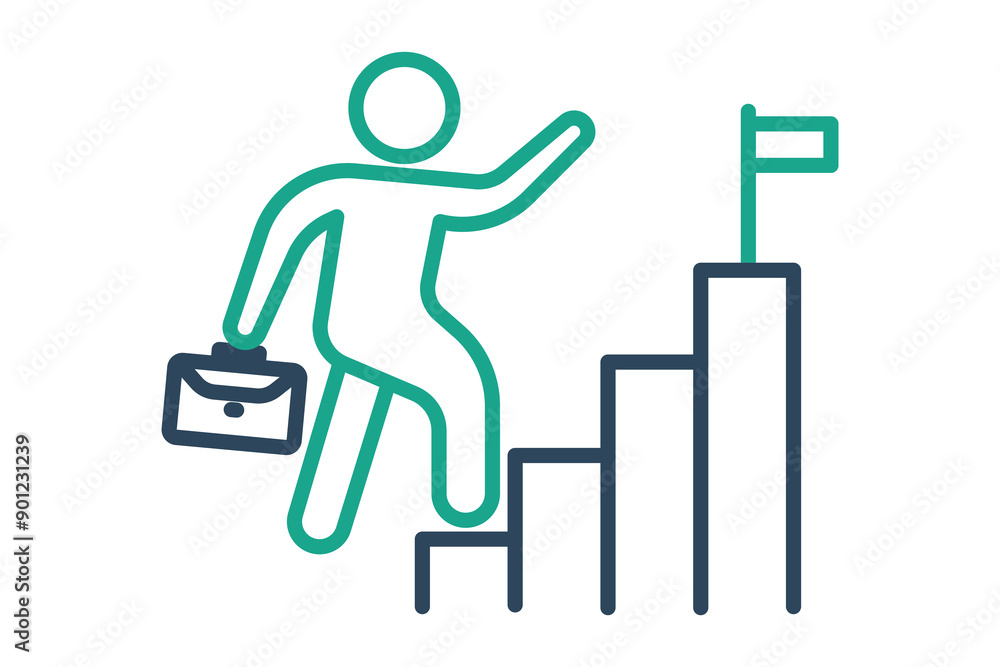 Career icon. people climbing stairs. icon related to develop. line icon style. business elements vector illustration Career icon. people climbing stairs. icon related to develop. line icon style. business elements vector illustration