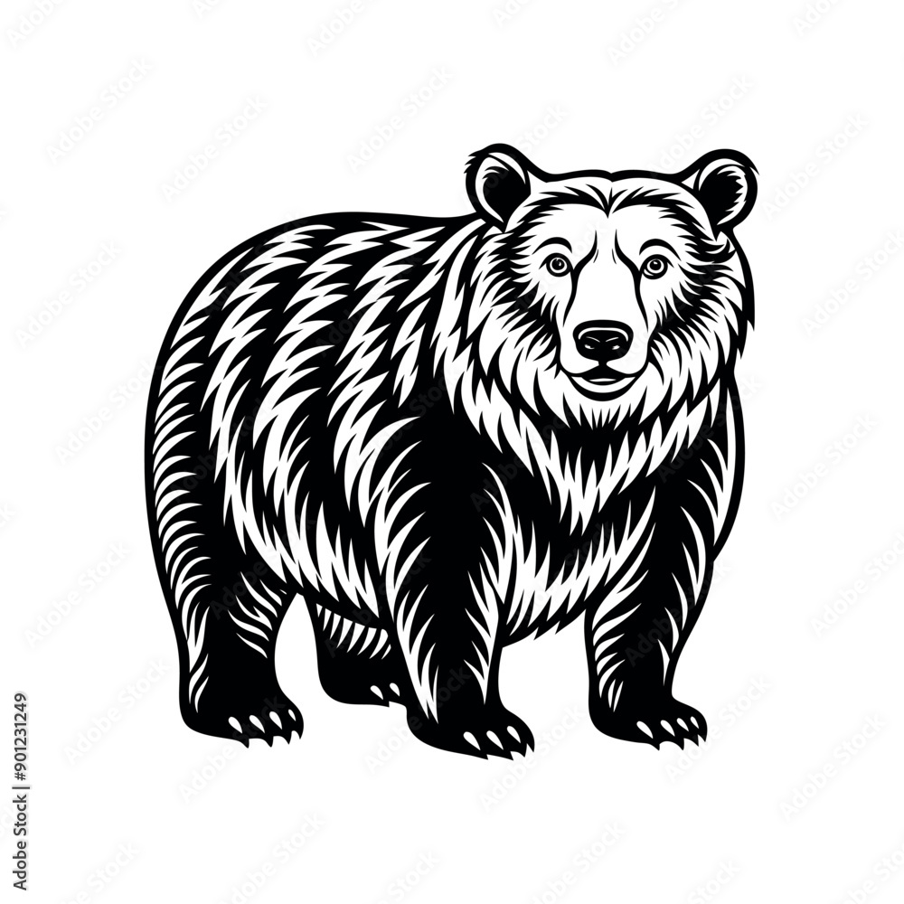 Vector minimalist Bear Silhouette Clipart illustration On a White Background Vector minimalist Bear Silhouette Clipart illustration On a White Background