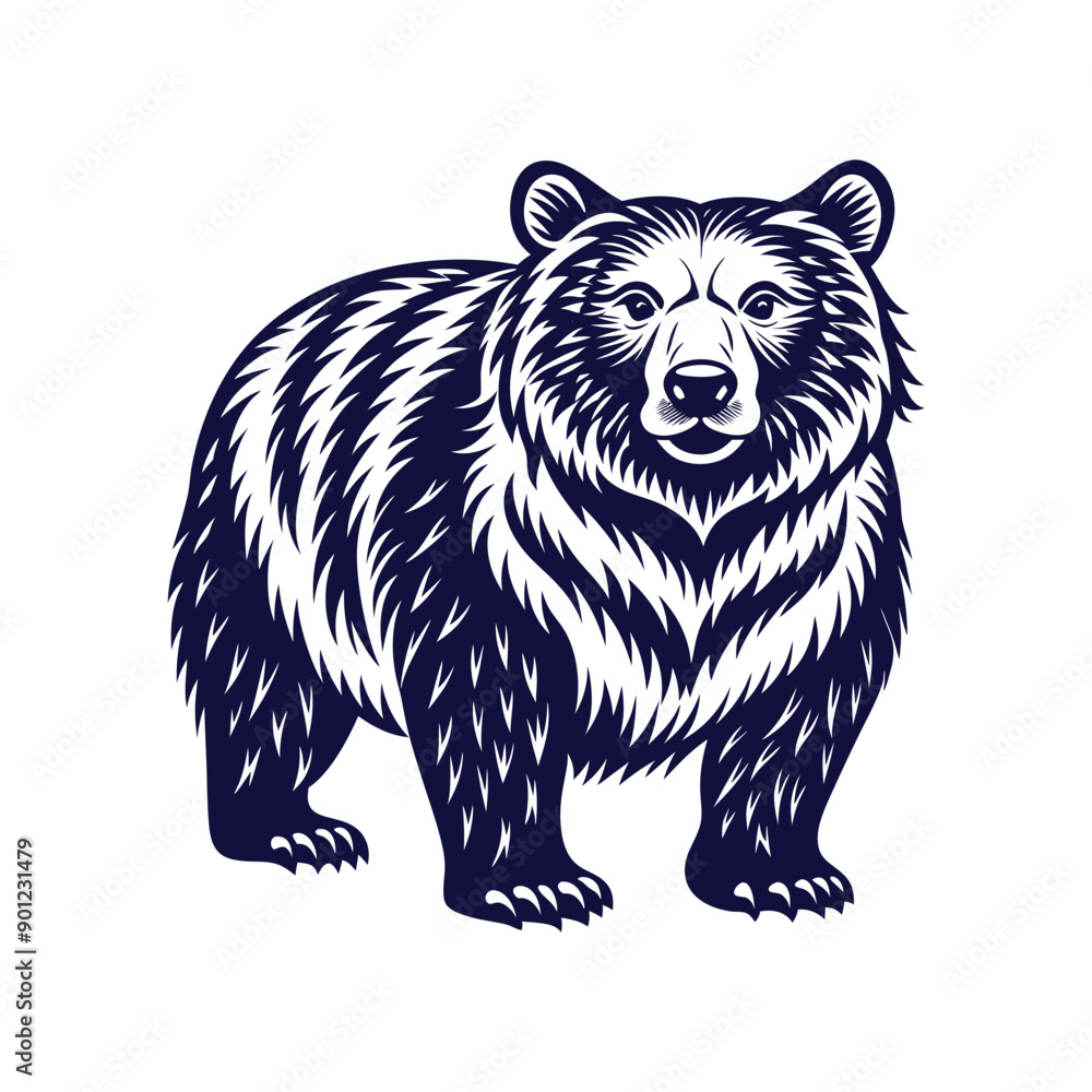 Obraz premium Vector minimalist Bear Silhouette Clipart illustration On a White Background