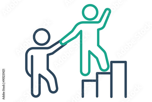 Leadership icon. people with stairs. icon related to empower . line icon style. business elements vector illustration