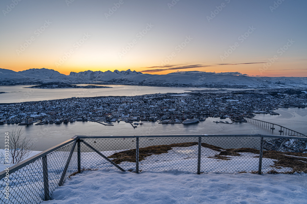 Tromso sunset view from Fjellheisen, Norway Tromso sunset view from Fjellheisen, Norway