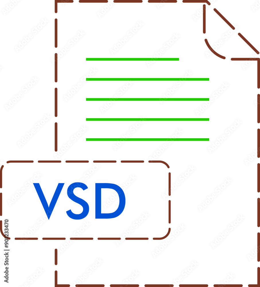 VSD File format icon rounded dashed outline VSD File format icon rounded dashed outline
