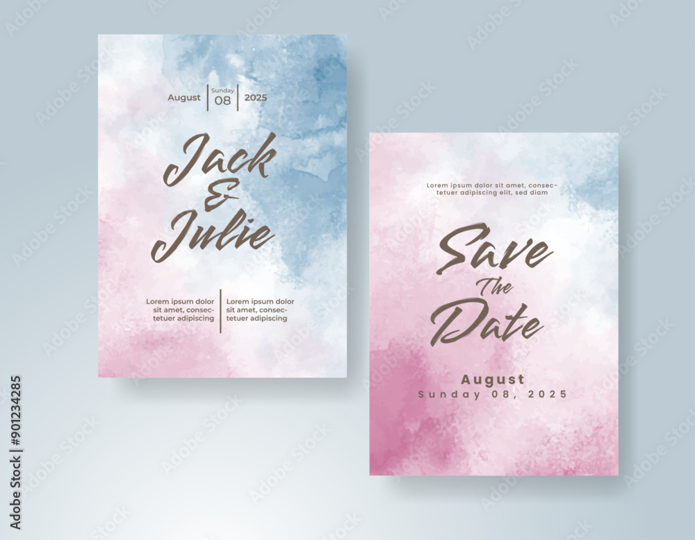 Wedding invitation with abstract watercolor background Wedding invitation with abstract watercolor background