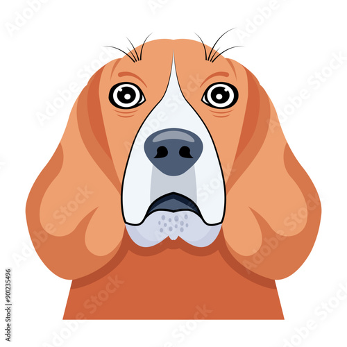 A cute flat style icon of beagle face 

