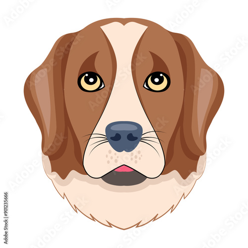 A flat style icon of beagle head 

