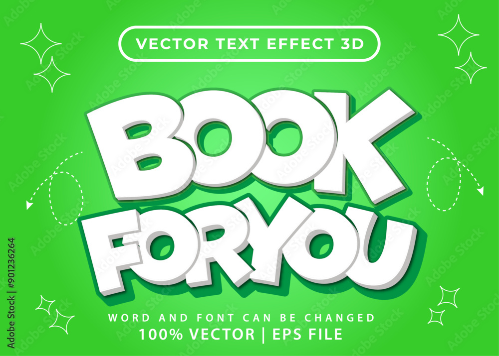 Naklejka premium Editable 3d text effect book for you 3d Cartoon style premium template.