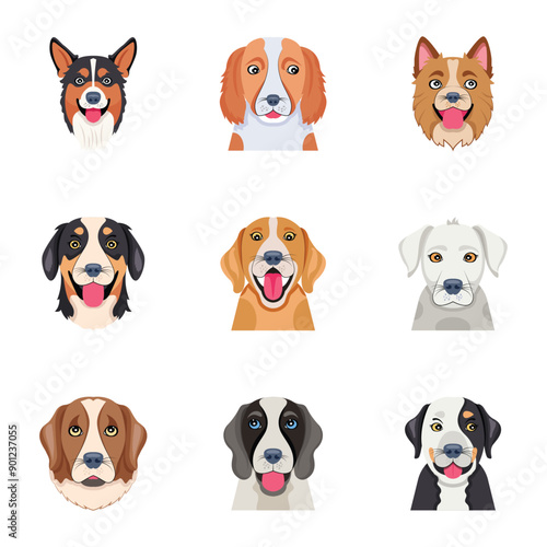 Basic RGBModern Bundle of Dogs Flat Vectors 


