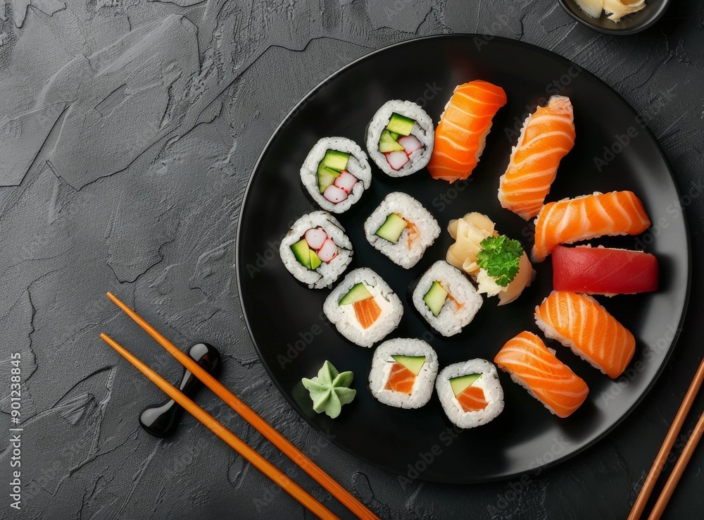 Sushi Platter With Chopsticks Sushi Platter With Chopsticks