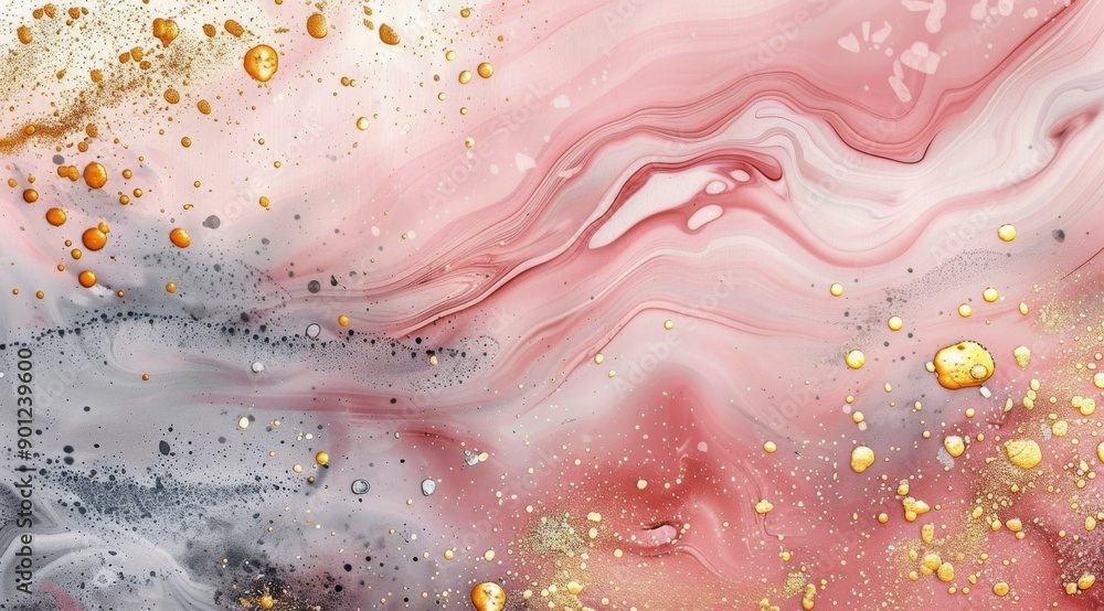 Abstract Pink And Gold Ink Art Abstract Pink And Gold Ink Art