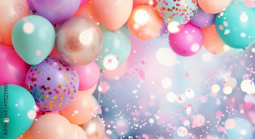 Pastel Balloons With Confetti