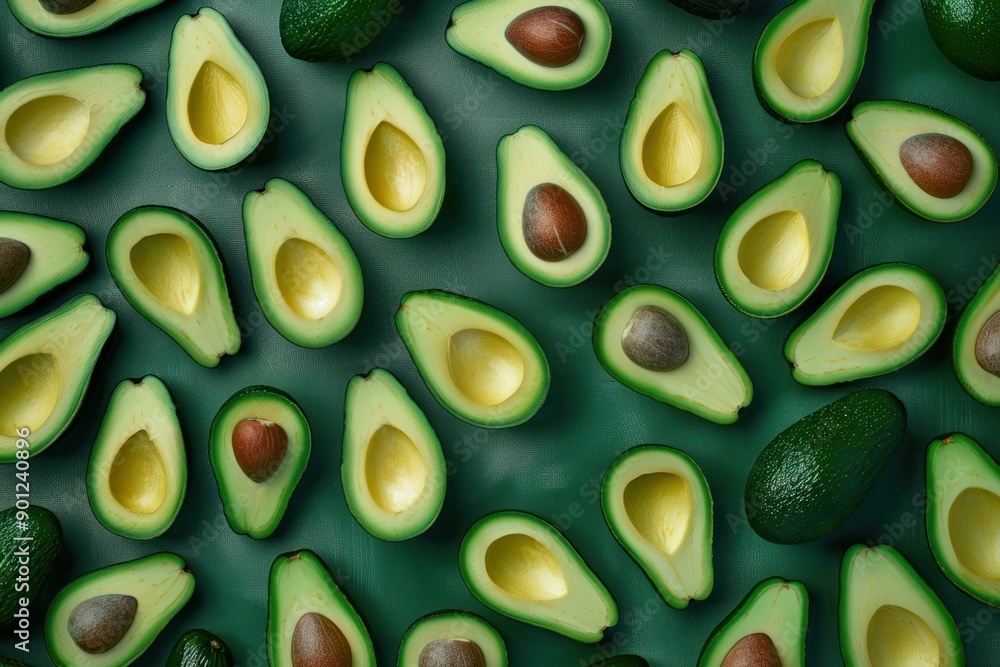 Background of fresh avocado arranged together representing concept of health diet. Top view Background of fresh avocado arranged together representing concept of health diet. Top view