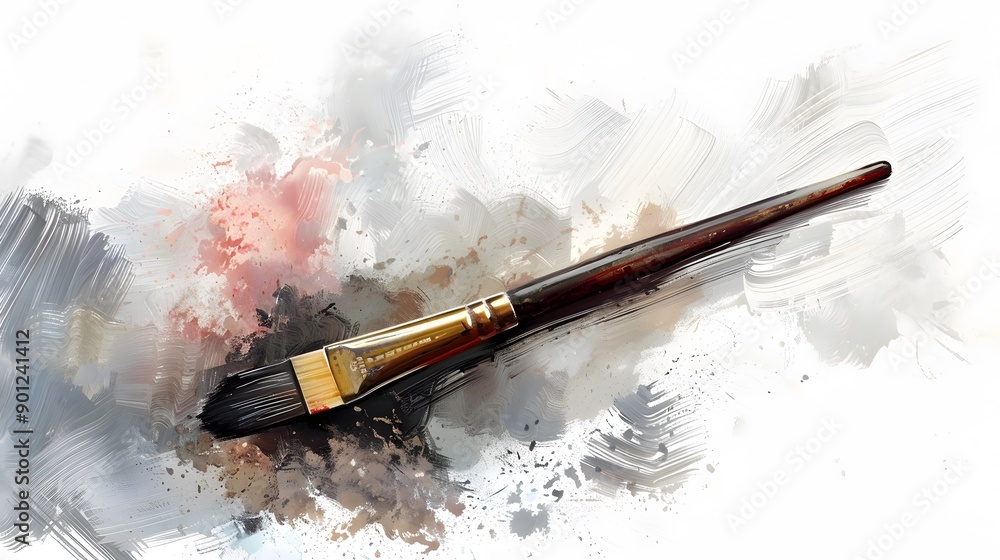 Fototapeta premium Artistic Brush on a Colorful Palette Background