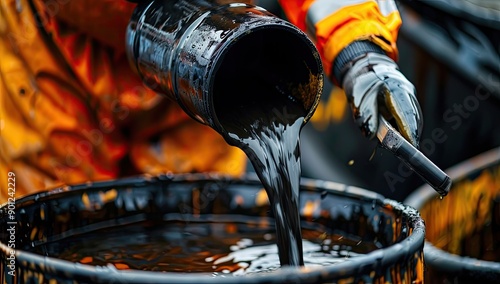 Oil Pouring in Industrial Environment photo