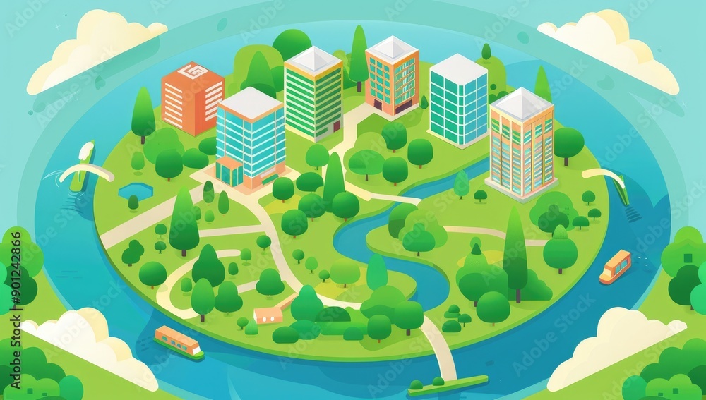 Fototapeta premium Sustainable Cityscape Concept Art