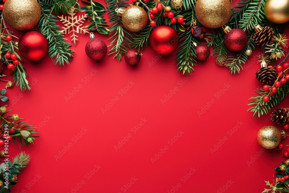 Christmas or New Year Ornament Border Background Christmas or New Year Ornament Border Background