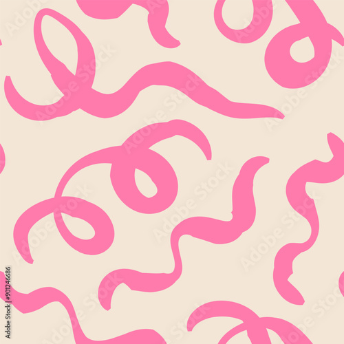 Seamless abstract pattern with squiggles and scribbles. Weaved curved lines. Chaotic ink scribbles decorative texture. Messy doodles, wavy and curly lines.