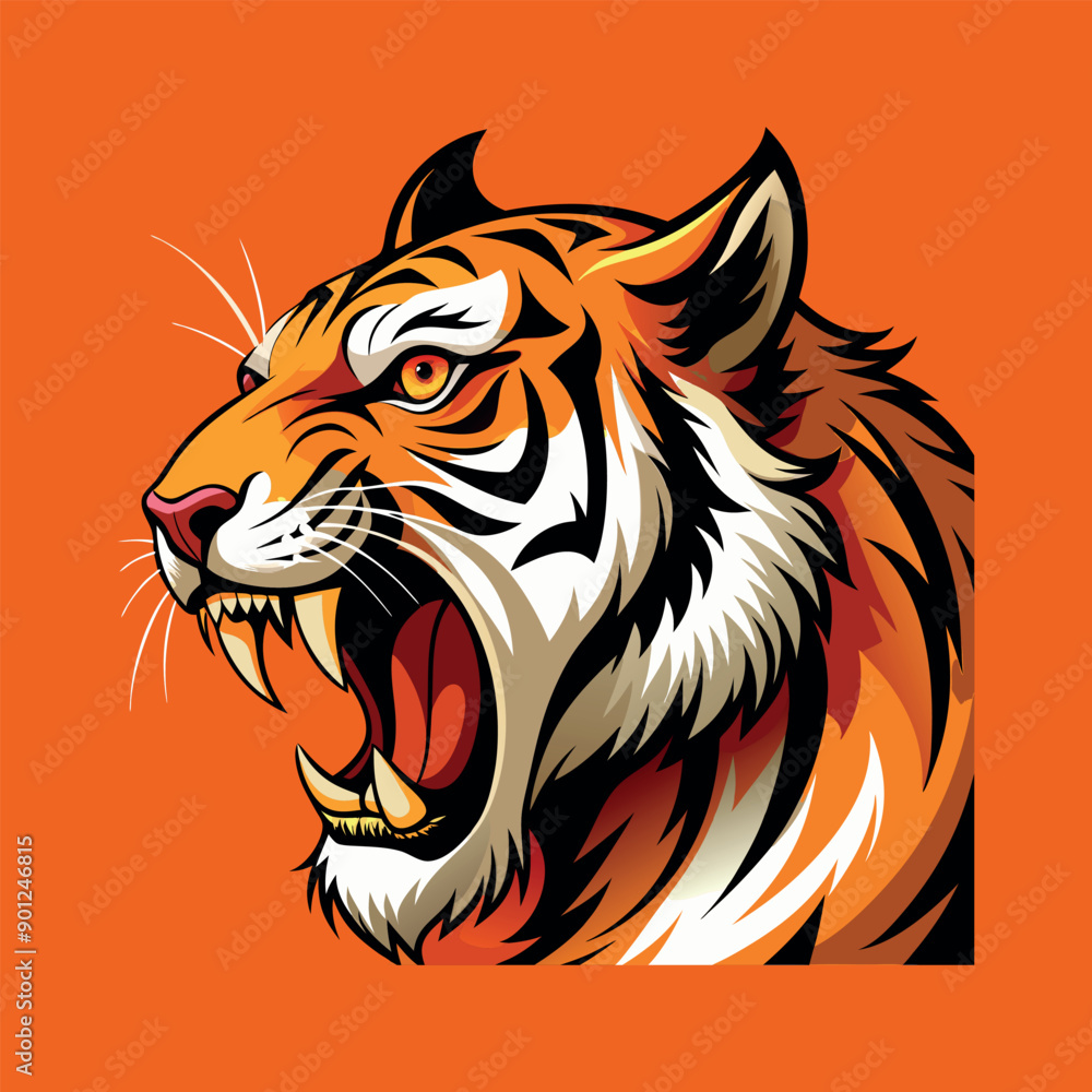Obraz premium Vector tiger head Clipart illustration On a White Background