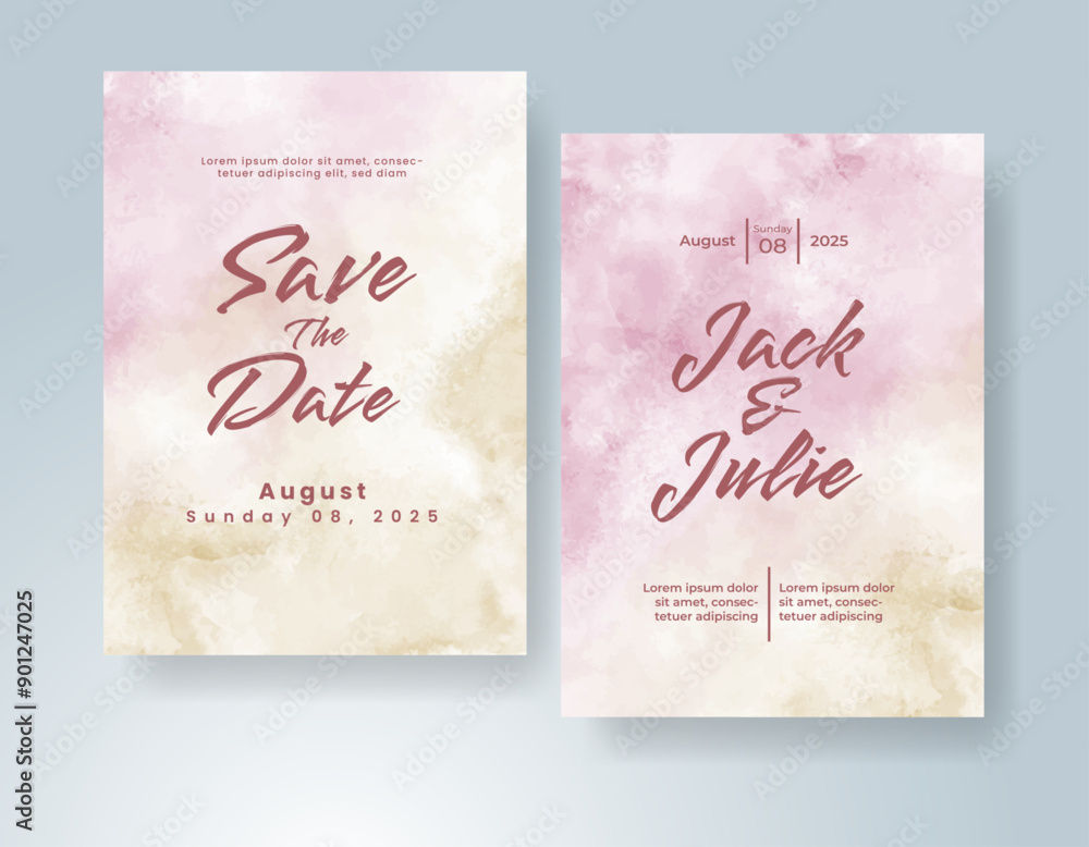 Wedding invitation with abstract watercolor background Wedding invitation with abstract watercolor background