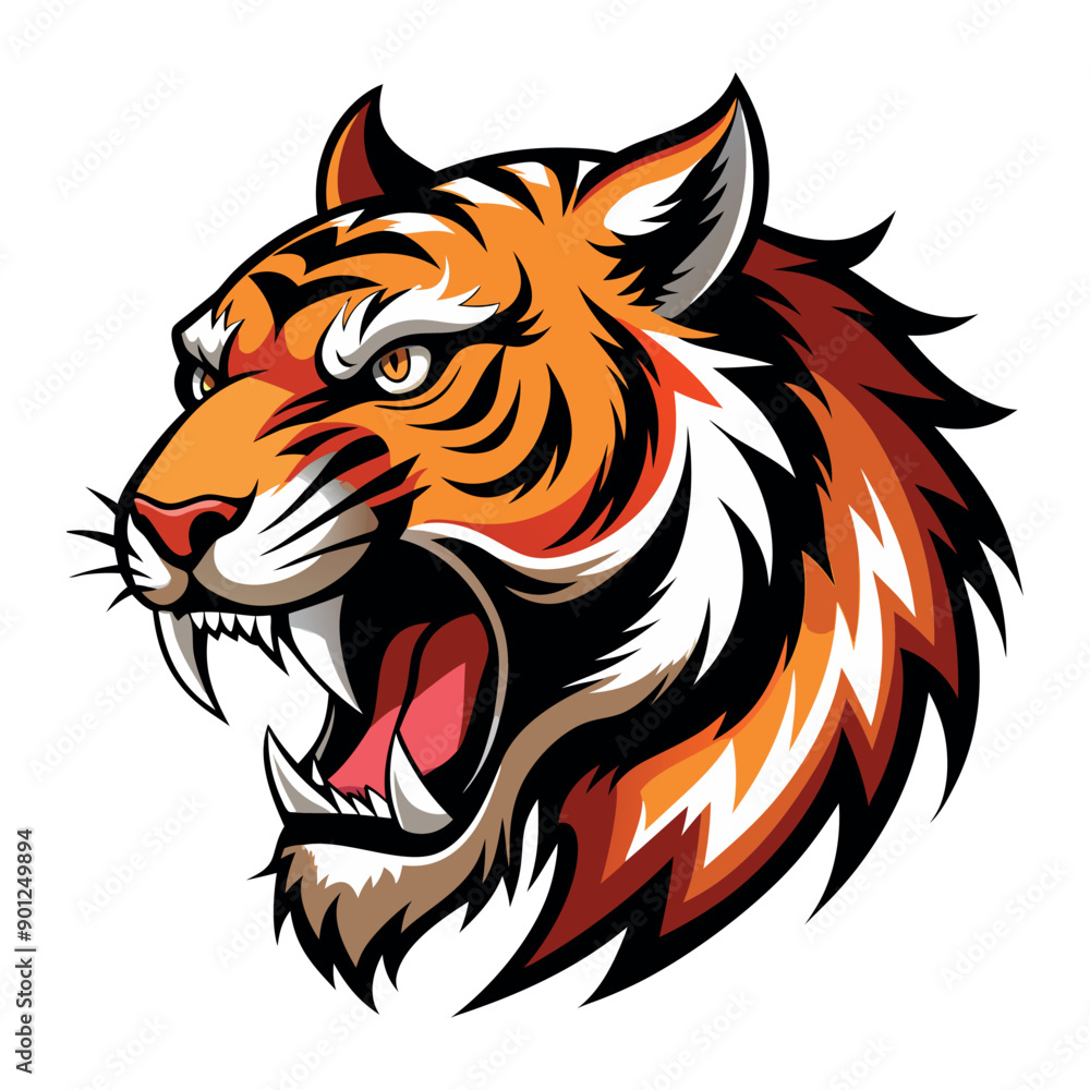 Obraz premium Vector cartoon tiger Clipart illustration On a White Background