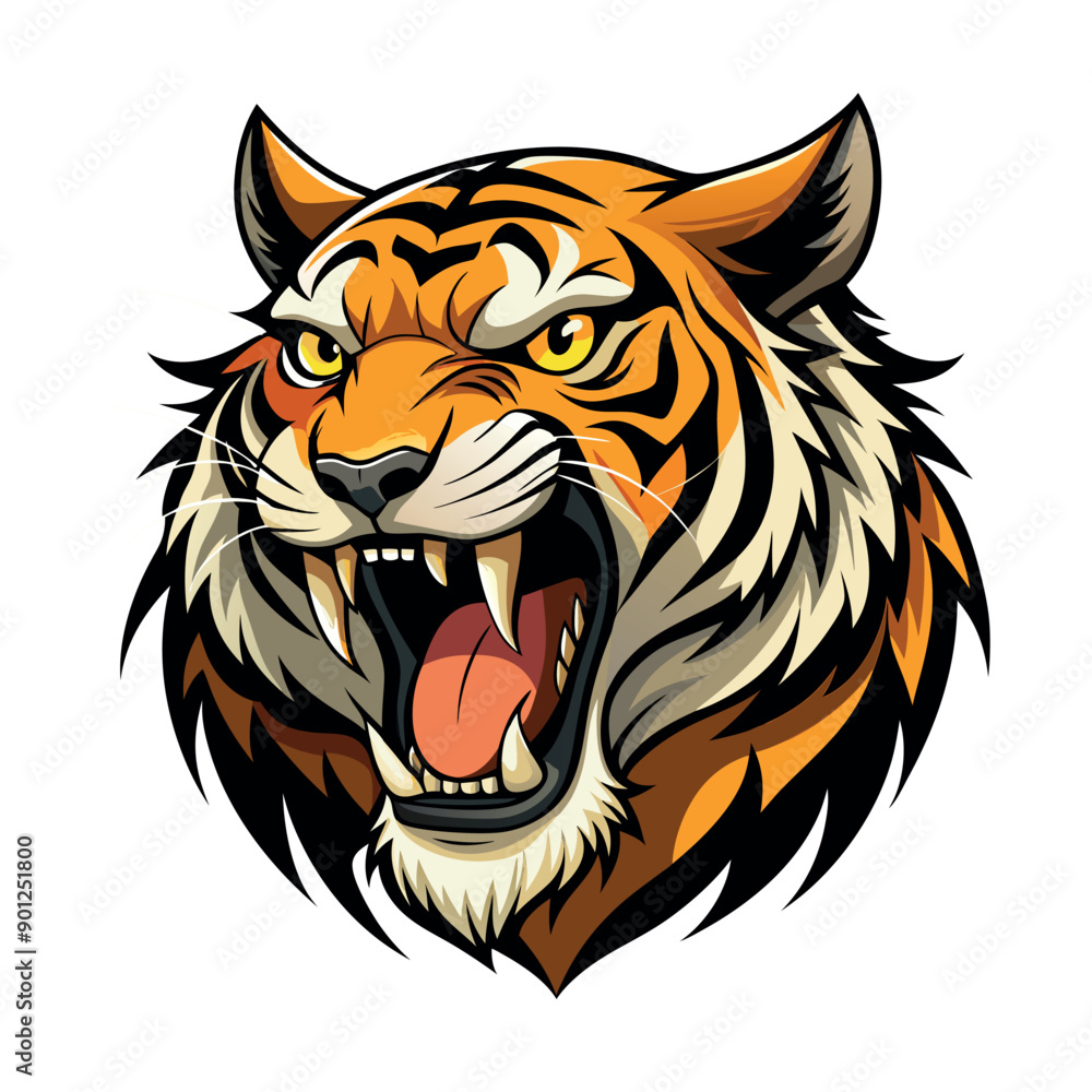 Fototapeta premium Vector tiger head Clipart illustration On a White Background