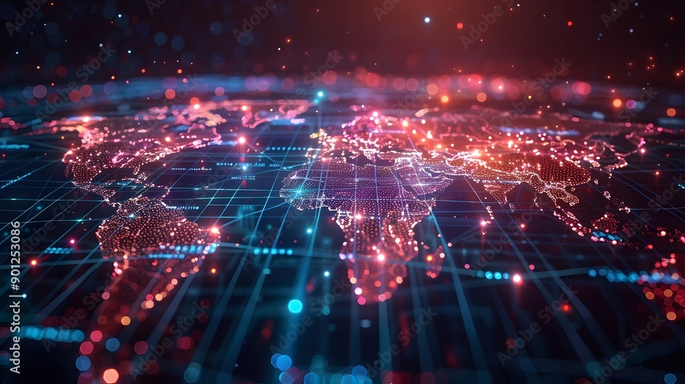Naklejka premium A Stunning Digital Representation of a Connected World