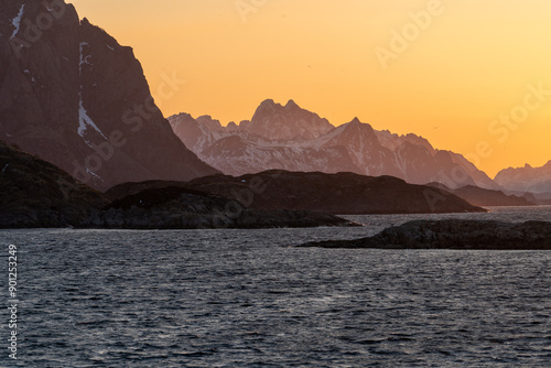 Sunrise view Henningsvar lofoten norway  photo