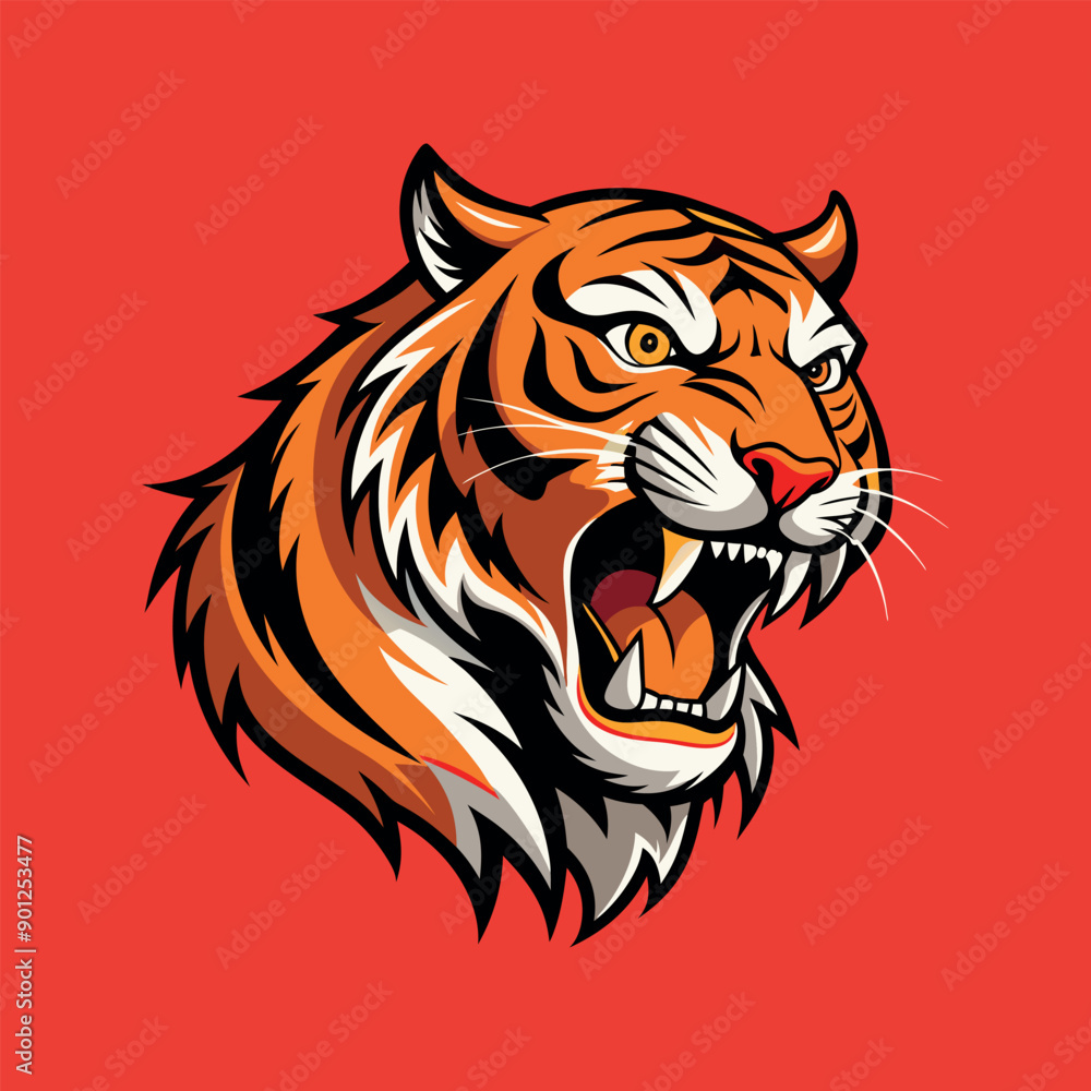 Fototapeta premium Vector tiger head Clipart illustration On a White Background