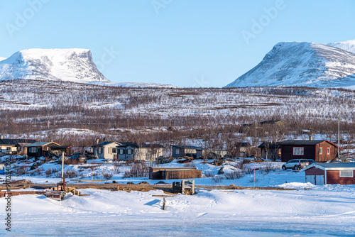 Foto Tornetrask ice lake in winter abisko sweden