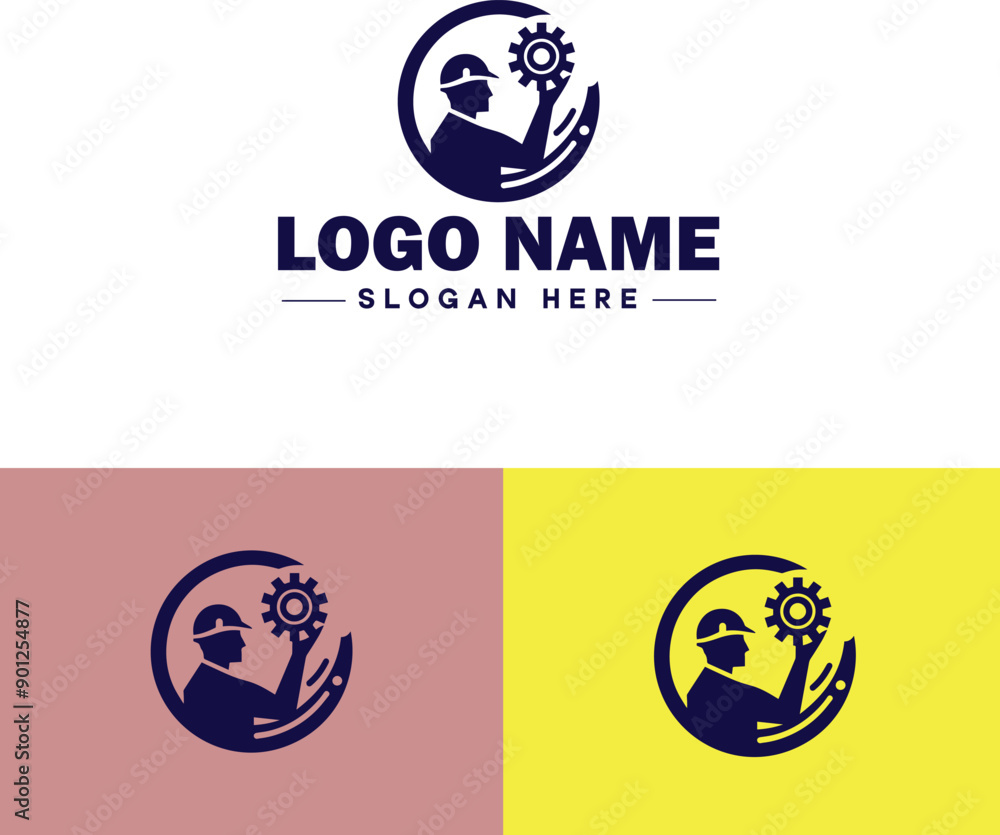 Obraz premium Engineering firm icon Engineering company Engineering practice Engineering consultancy flat logo sign symbol editable vector