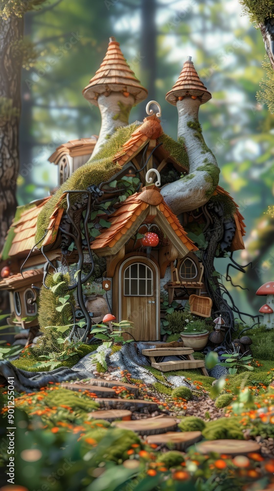 Fototapeta premium fairytale house in the forest.
