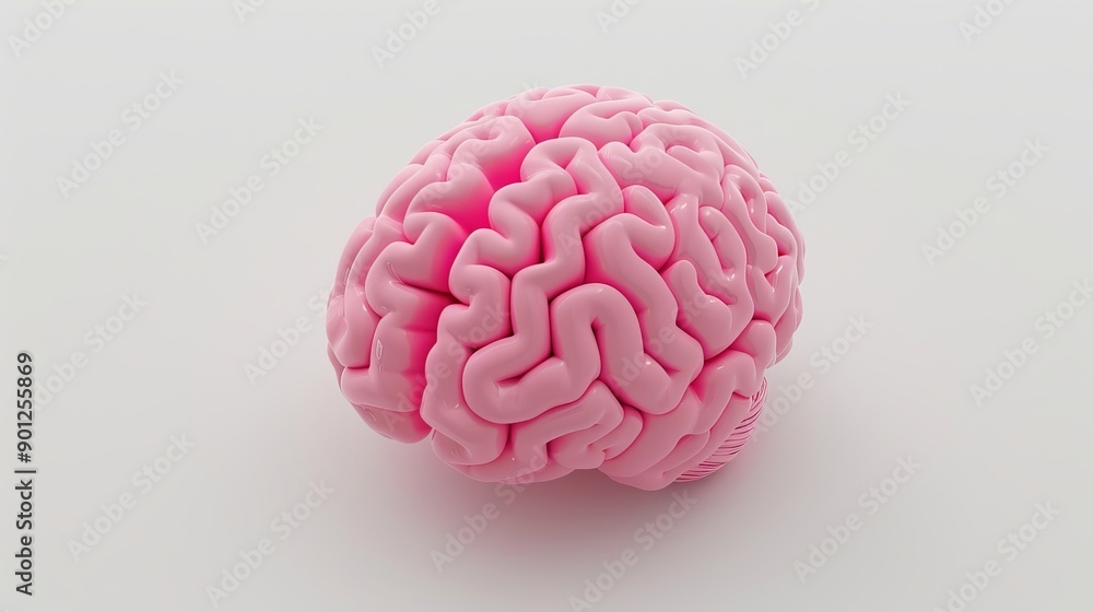 pink brain on white background. pink brain on white background.
