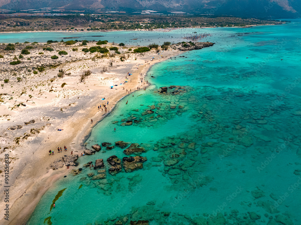 Obraz premium Aerial view of Elafonisi beach, Crete, Greece