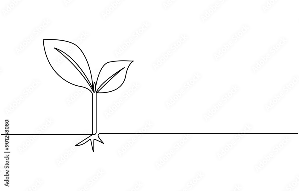 Continuous one line plant growth tree outline vector art drawing, Single line drawing of a plant, Plant growing continuous one line art drawing of tree plant art. Continuous one line plant growth tree outline vector art drawing, Single line drawing of a plant, Plant growing continuous one line art drawing of tree plant art.