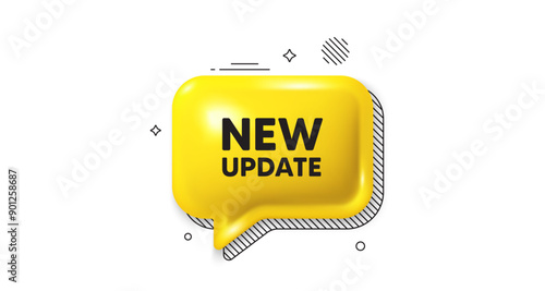 3d speech bubble icon. New update icon. Special offer sign. Important information available symbol. New update chat talk message. Speech bubble banner. Yellow text balloon. Vector