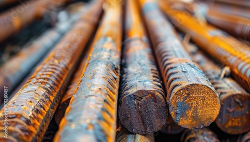 Close-Up of Corroded Steel Pipes photo