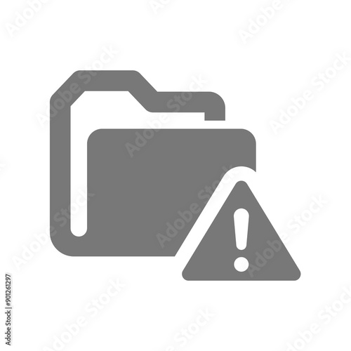 Directory warning, error or alert vector icon. File folder with exclamation point.